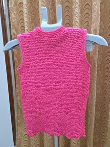 Pink Smocked Mock Neck Top