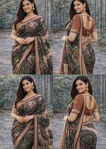 Elegant Floral Print Saree
