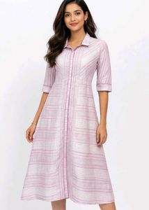 Striped Cotton Shirt-Style dresses👗