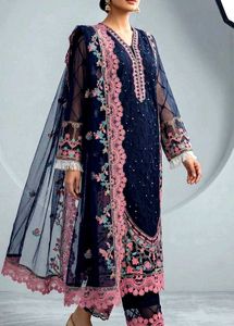 Elegant Navy Blue Embroidered Suit
