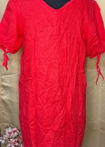 Chic Red Linen Blend Mini Dress