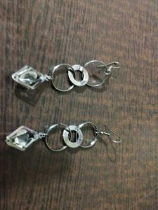 Silver Geometric Drop Earrings