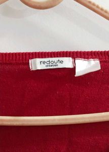 Red Cropped Cardigan