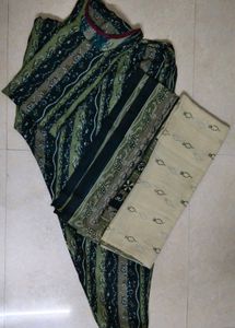 Green Striped Kurta Set with Dupatta