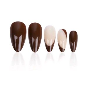 Brown &amp; Nude Almond Press-On Nails