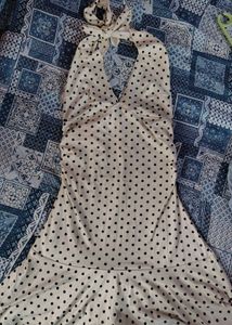 Chic Polka Dot Halter Mini Dress.