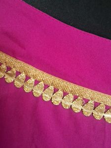 Magenta one shoulder with Gold Trim