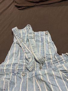 Striped Denim Pinafore Dress