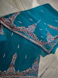 Embellished Teal Saree