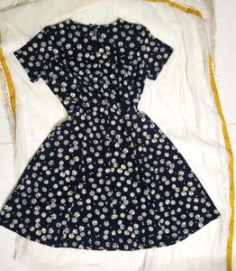 Black Floral Fit and Flare Dress