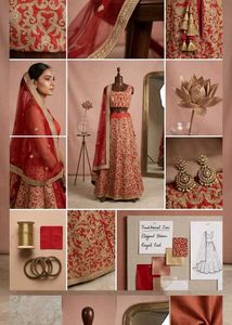 unstitched Red Embroidered Lehenga Choli