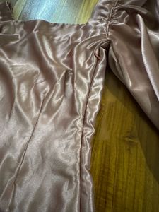 Satin Puff Sleeve Mini Dress