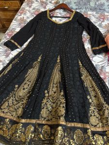 Elegant Black &amp; Gold Suit with Matching Dupatta