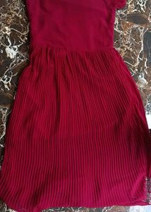 Burgundy Pleated Dress