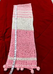 Handmade Pink &amp; White Striped Scarf