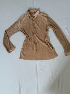Pleated Button-Up Shirt &amp; Pants Set