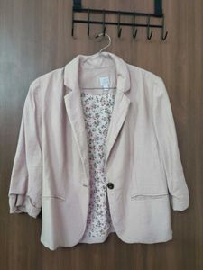 Nude blazer with Floral Lining