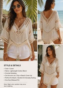 Cream Crochet Cover-Up Tunic/Top
