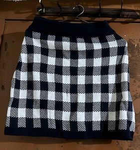 Black &amp; White Gingham Knit Skirt