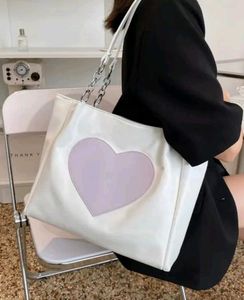 New pinteresty Chic White Tote Bag with Heart Desi