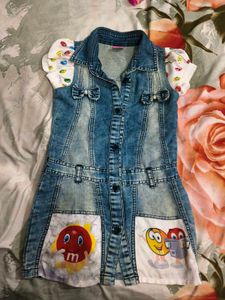 Cute Denim Dress with M&M Print