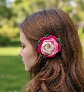 Handmade Crochet Flower Hair Clip
