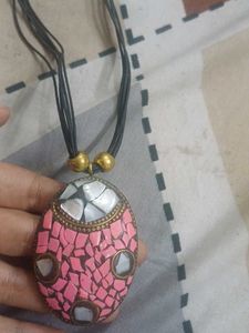 Beautiful Pink &amp; Silver Necklace &amp; Earrings Set