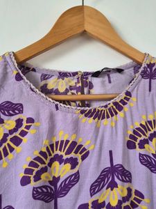Purple Floral Print Kurta