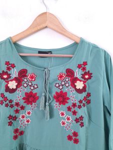 Sea Green Printed Dress (Women's)