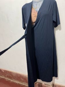 Classic Navy Blue Wrap Dress