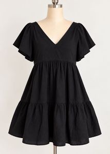 Chic Black Tiered Mini Dress