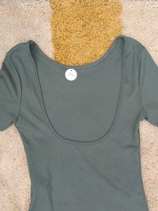 Ribbed Scoop Neck Bodysuit