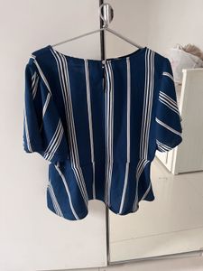 Westside - Chic Blue Striped Ruffle Top