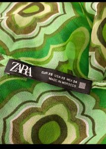 zara branded Green Printed Wrap Top