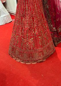 Red &amp; Gold Embroidered Lehenga
