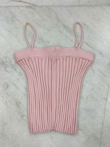Pink Ribbed Crop top sleeveless bodycon 💌