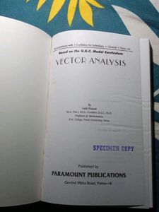 Vector Analysis By Lalji Prasad