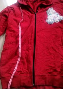Red Zip-Up Jacket with Sequin Embellishment