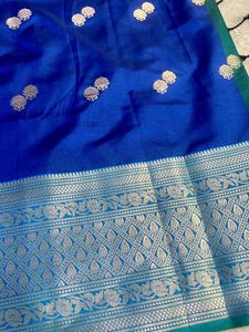Blue Soft Silk Allover Booti Saree
