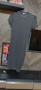 Black and white strip bodycon dress