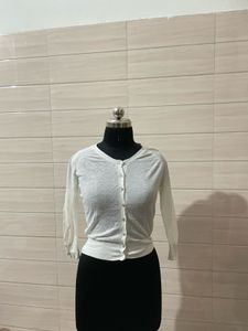 MANGO White Button-Up Cardigan