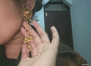 Ethnic Jhumka Earrings golden latkan jhumki