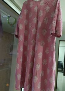 Pink Printed Cotton Kurta