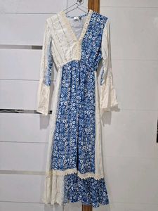 white and blue maxi 👗 dress