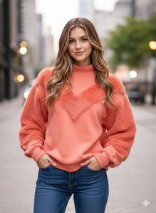 Fuzzy Trim Pullover