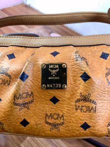 MCM Monogram Cognac Visetos Mini Shoulder Bag