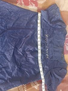 Elegant Navy Blue Gown with Embellished Neckline