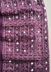 Embroidered Purple Kurta with Mirror Work