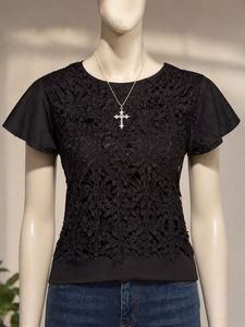 Black Lace Short Sleeve Top
