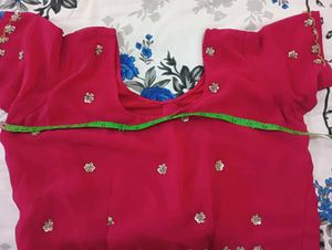 Stunning Pink Embroidered Saree with Blouse